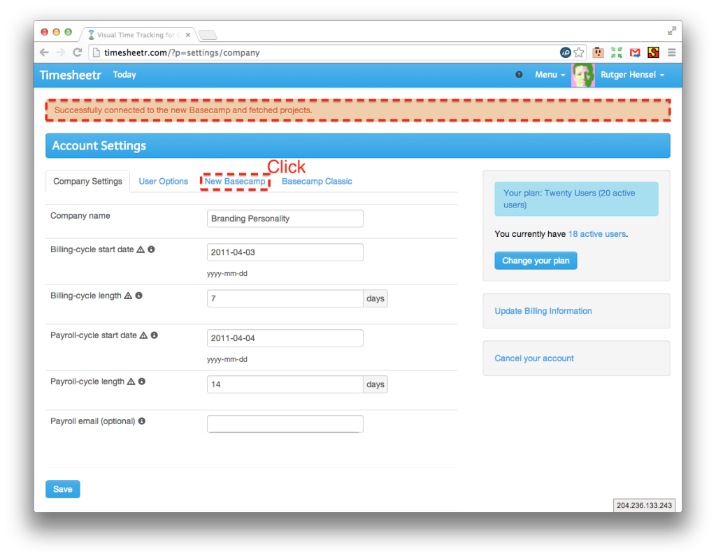 does basecamp 3 offer time tracking